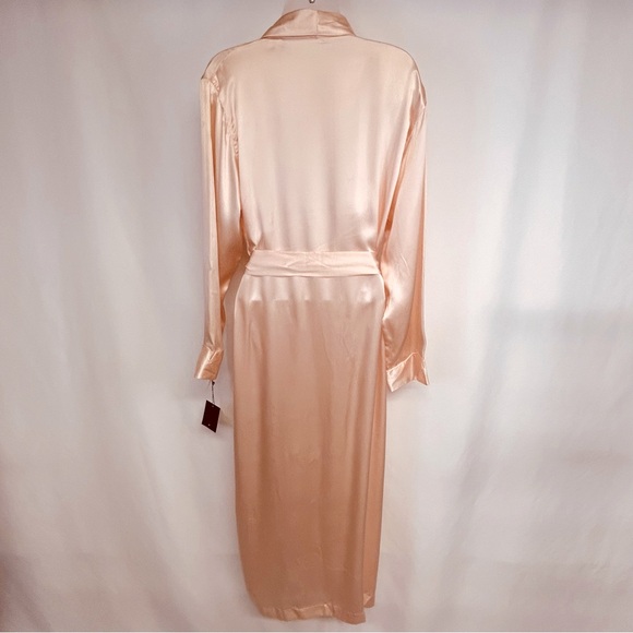 Valerie Stevens Womens Vintage 100% Silk Robe Size M Long Pockets Belt Peach NWT - Picture 2 of 16